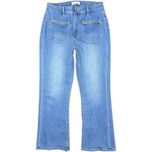 LOFT Braided Patch Pocket Kick Crop Jeans Women’s 26 / 2 Medium Wash Stretch